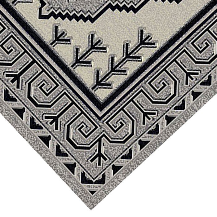 89 X 64 Inches Power Loomed Rug with Abstract Medallion Print, Gray and Black