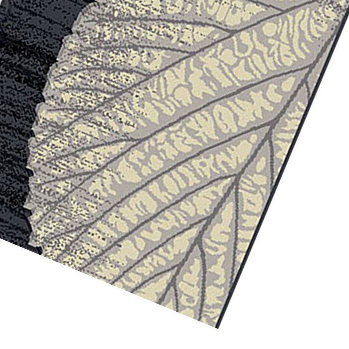 89 X 64 Inches Power Loomed Polyester Rug with Leaf Print, Dark Gray