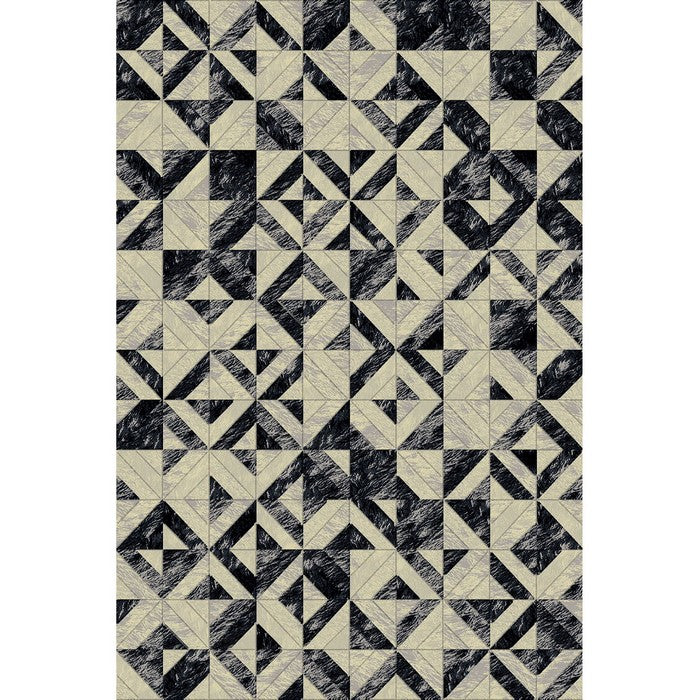 89 X 64 Inches Power Loomed Polyester Rug with Faceted Print, Dark Gray