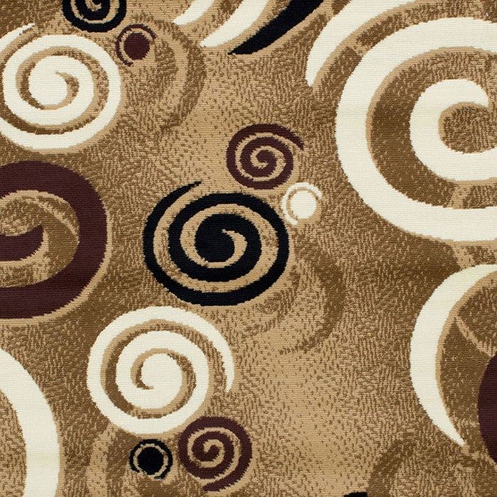 84 X 60 Inches Power Loom Polyester Rug with Abstract Looping Print, Brown