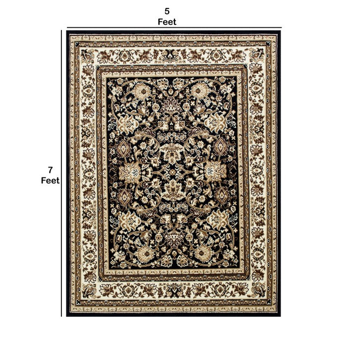 84 X 60 Inches Power Loom Polyester Rug with Tribal Print, Multicolor
