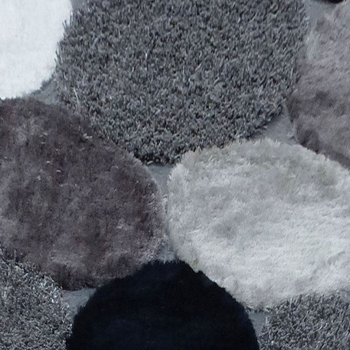 84 X 60 Inches Power Loomed Rug with Patchwork Details, Gray and Navy Blue