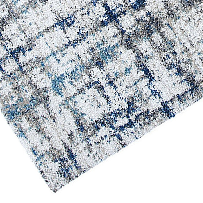 90 X 63 Inches Fabric Power Loomed Rug with Dripping Print, Blue and Off White
