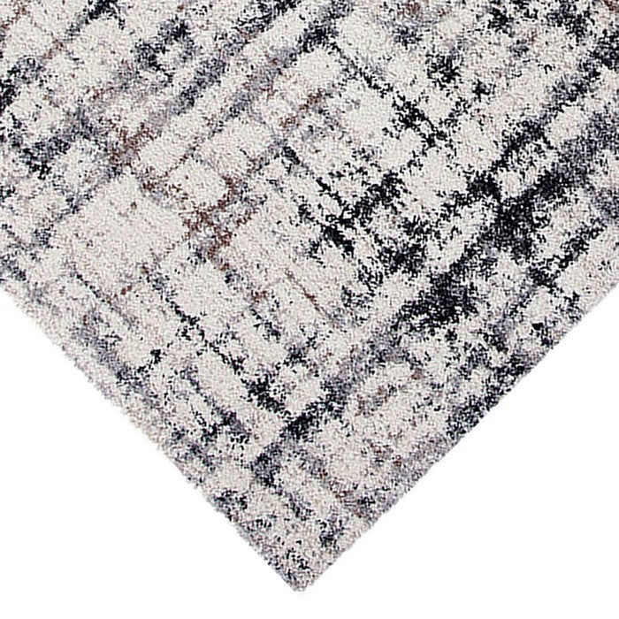 90 X 63 Inches Fabric Power Loomed Rug with Dripping Print, Black and Off White