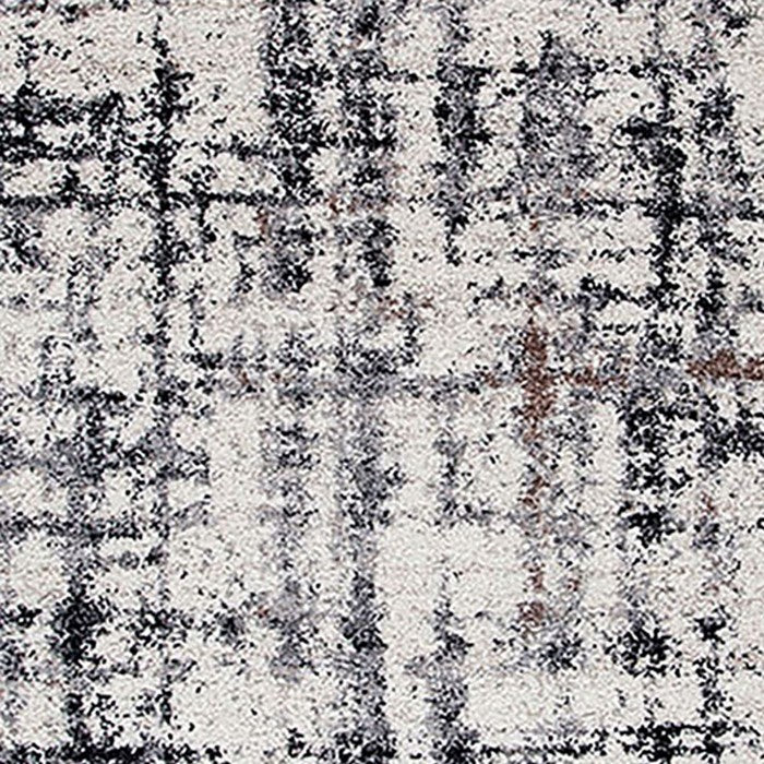 90 X 63 Inches Fabric Power Loomed Rug with Dripping Print, Black and Off White