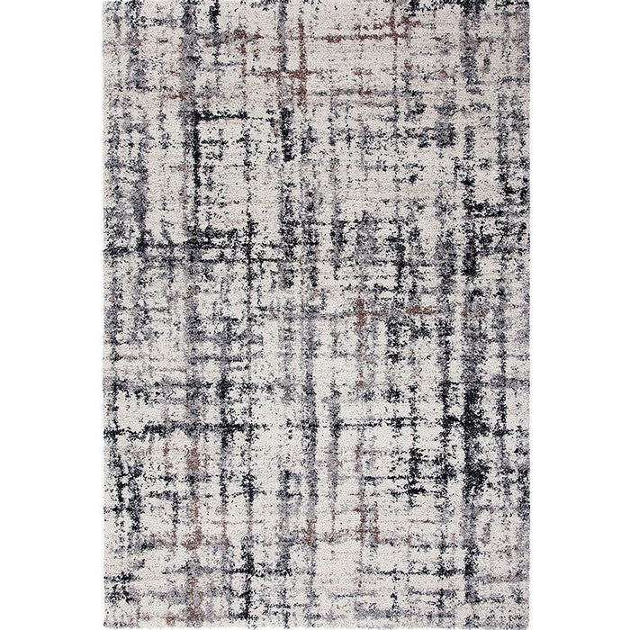 90 X 63 Inches Fabric Power Loomed Rug with Dripping Print, Black and Off White