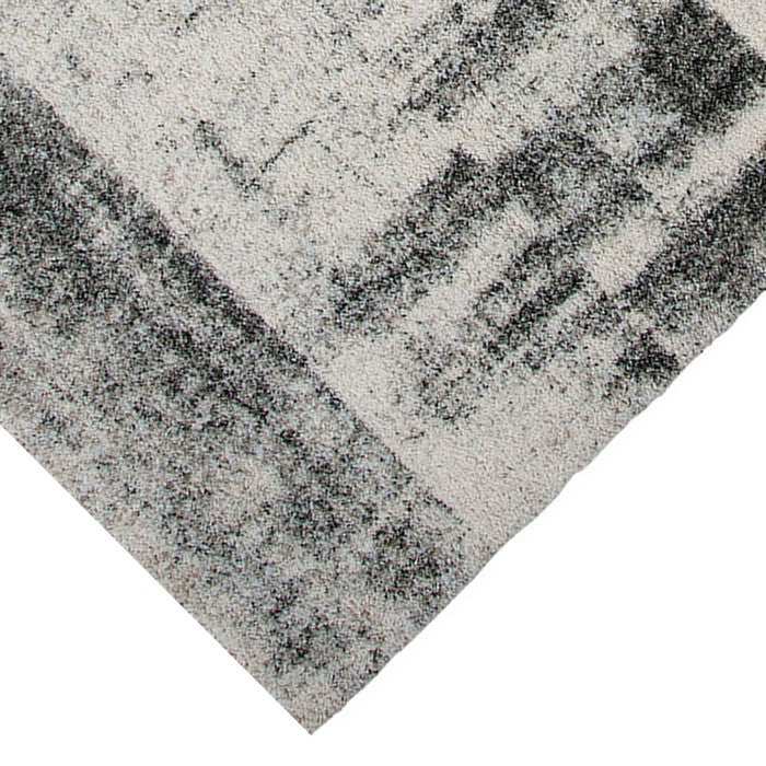 90 X 63 Inches Fabric Power Loomed Rug with Splotched Print, Black and Gray