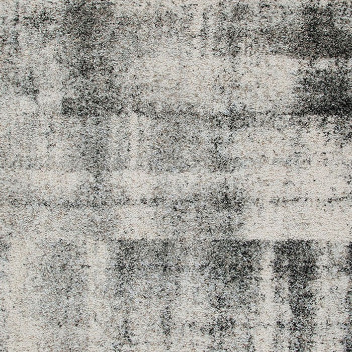 90 X 63 Inches Fabric Power Loomed Rug with Splotched Print, Black and Gray
