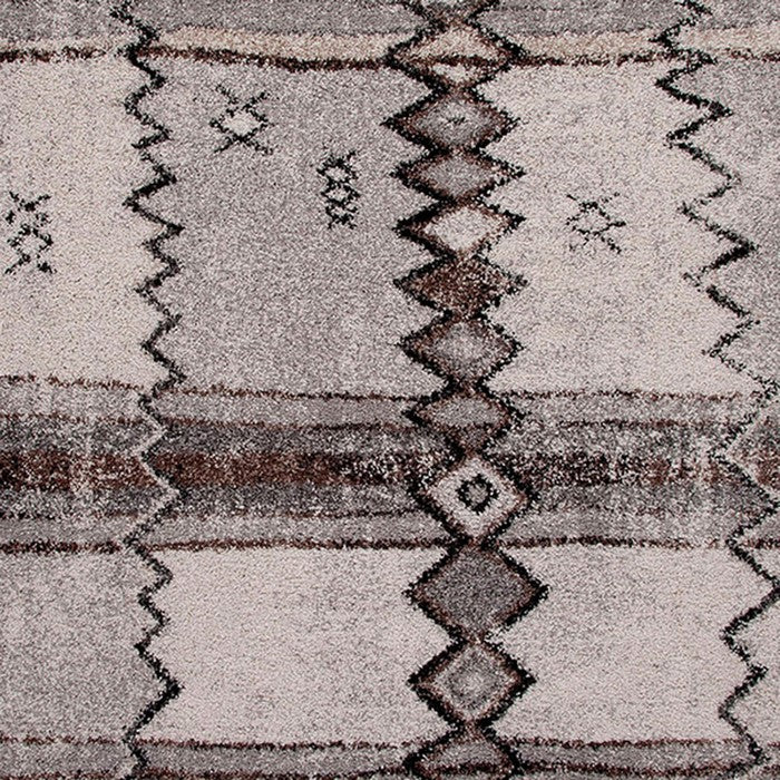 90 X 63 Inches Fabric Power Loomed Rug with Chevron and Diamond Print, Black and Gray