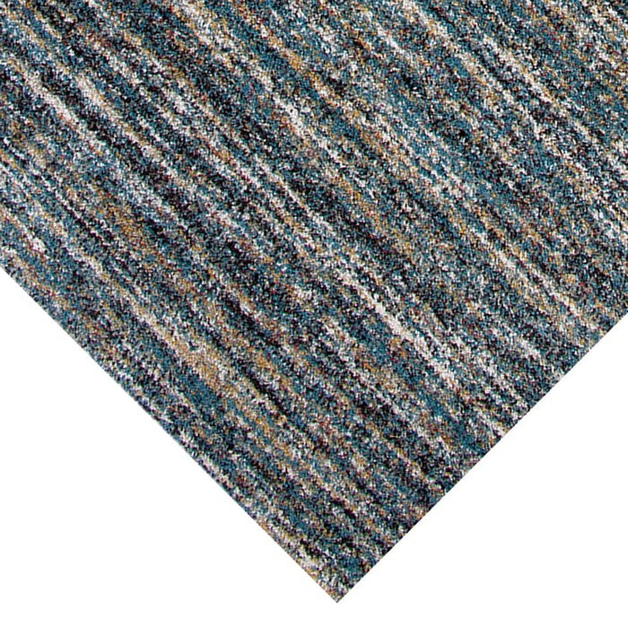 90 X 63 Inches Fabric Power Loomed Rug with Horizontal Stripes Print, Blue