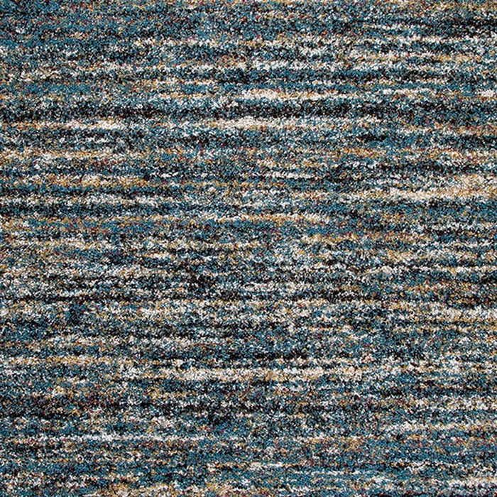 90 X 63 Inches Fabric Power Loomed Rug with Horizontal Stripes Print, Blue