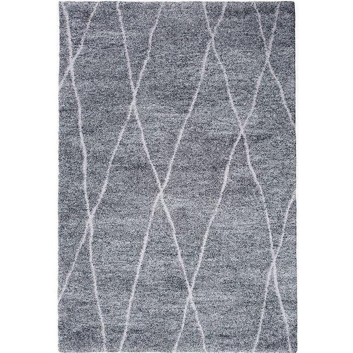 90 X 63 Inches Fabric Power Loomed Rug with Irregular Diamond Print, Gray