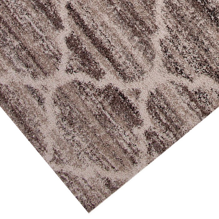 90 X 63 Inches Fabric Power Loomed Rug with Quatrefoil Print, Brown and Beige
