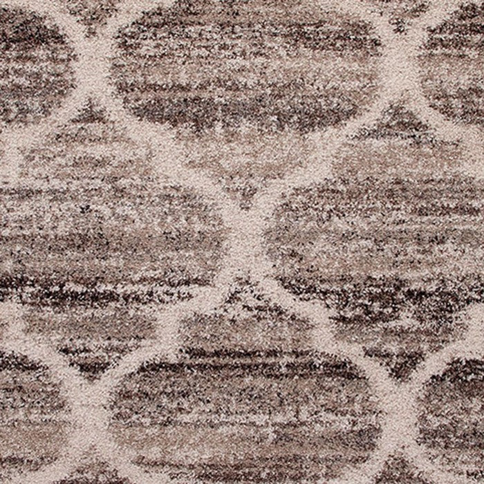 90 X 63 Inches Fabric Power Loomed Rug with Quatrefoil Print, Brown and Beige