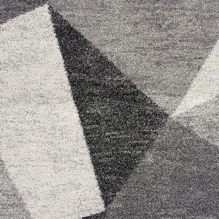 90 X 63 Inches Fabric Power Loomed Rug with Faceted Print, Gray