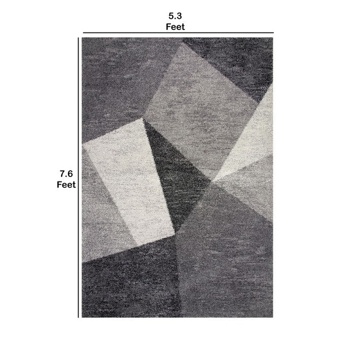 90 X 63 Inches Fabric Power Loomed Rug with Faceted Print, Gray