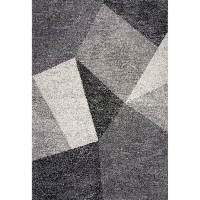 90 X 63 Inches Fabric Power Loomed Rug with Faceted Print, Gray