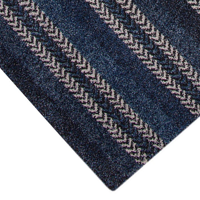90 X 63 Inches Fabric Power Loomed Rug with Horizontal Arrow Print, Blue and White
