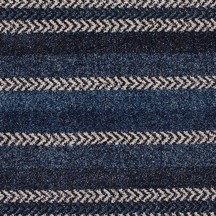90 X 63 Inches Fabric Power Loomed Rug with Horizontal Arrow Print, Blue and White