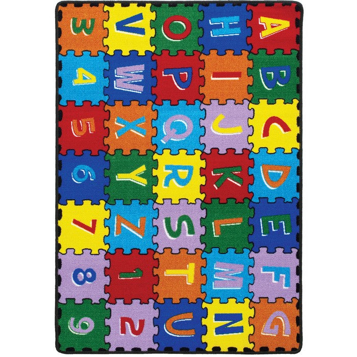 81 X 57 Inches Tufted Loom Kids Room Rug with Alphanumeric Print, Multicolor