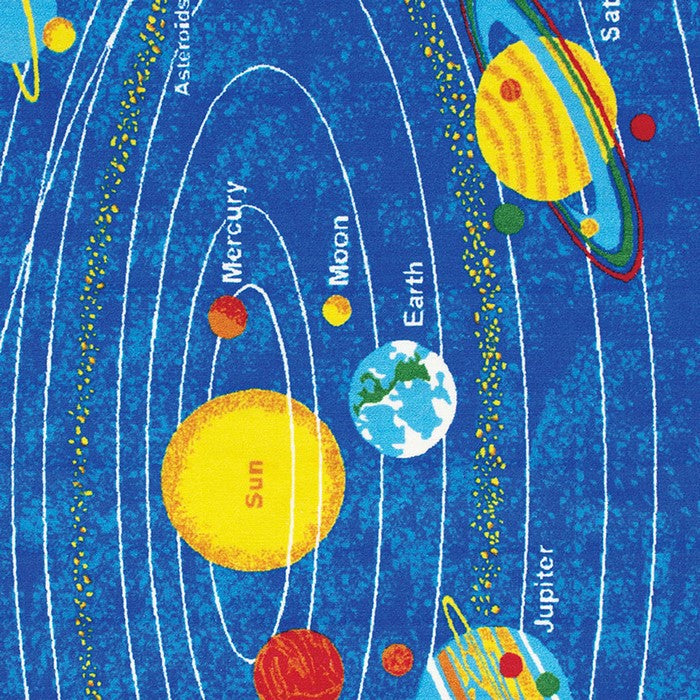 81 X 57 Inches Tufted Loom Kids Room Rug with Solar System Print, Multicolor