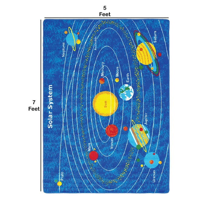 81 X 57 Inches Tufted Loom Kids Room Rug with Solar System Print, Multicolor