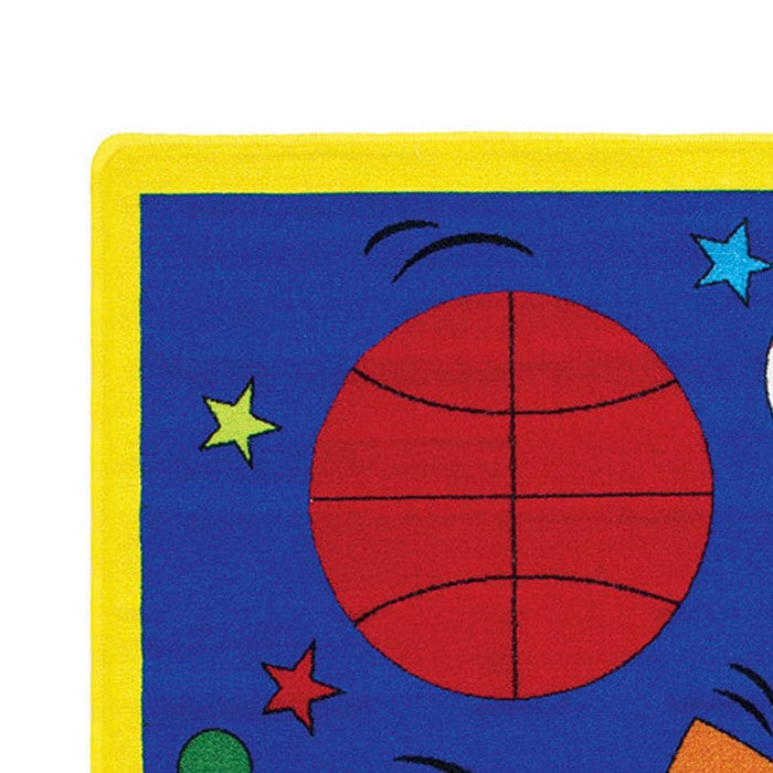 81 X 57 Inches Nylon Rug with Outdoor Sports Ball Print, Multicolor
