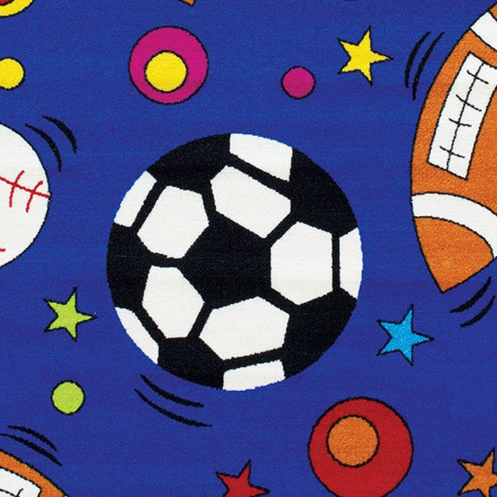 81 X 57 Inches Nylon Rug with Outdoor Sports Ball Print, Multicolor