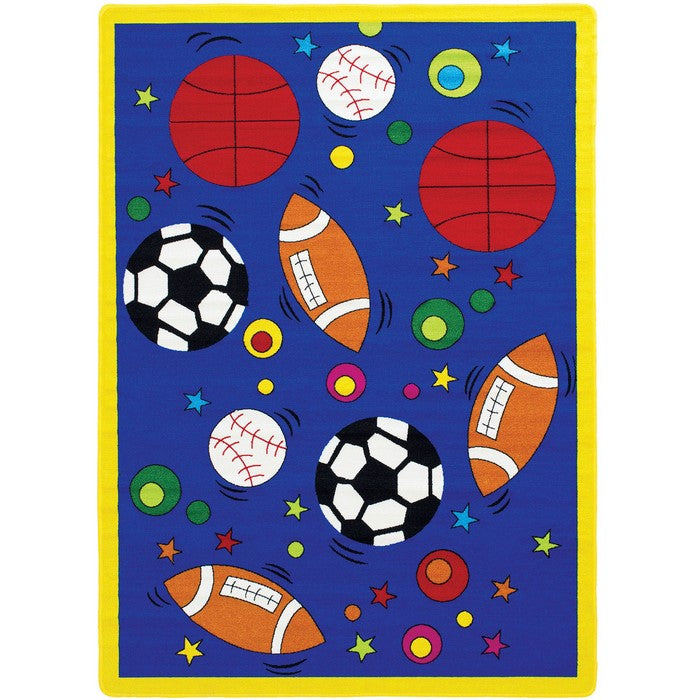 81 X 57 Inches Nylon Rug with Outdoor Sports Ball Print, Multicolor
