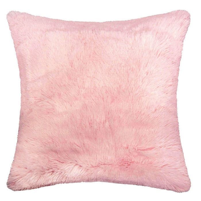 20 X 20 Inches Square Zippered Polyester Pillow with Furry Texture, Set of 2, Pink