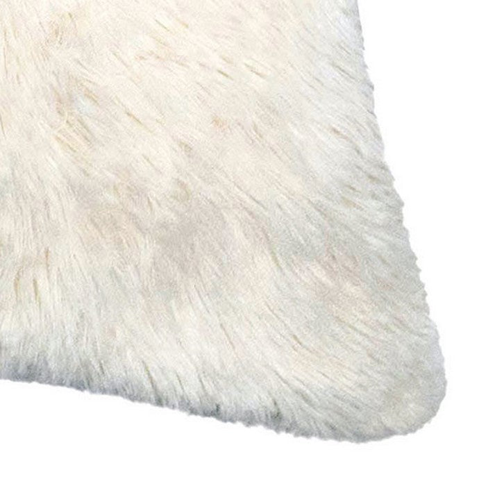 20 X 20 Inches Square Zippered Polyester Pillow with Furry Texture, Set of 2, White
