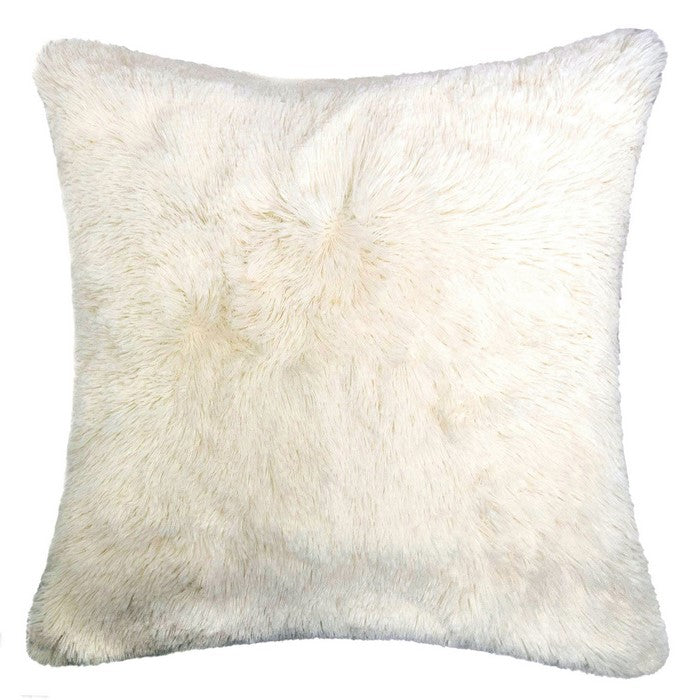 20 X 20 Inches Square Zippered Polyester Pillow with Furry Texture, Set of 2, White