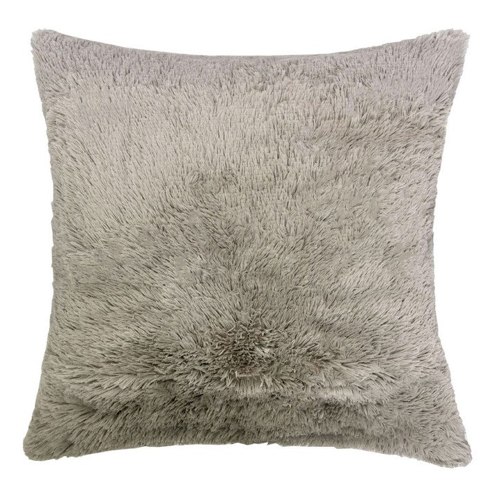 20 X 20 Inches Square Zippered Polyester Pillow with Furry Texture, Set of 2, Brown