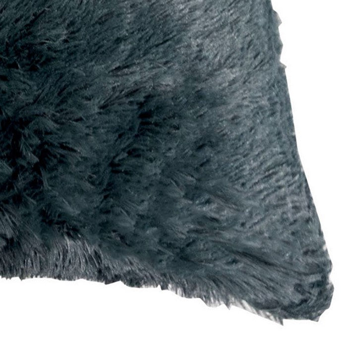 20 X 20 Inches Square Zippered Polyester Pillow with Furry Texture, Set of 2, Gray