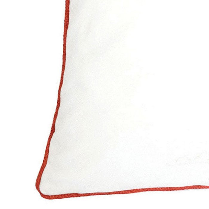 20 X 20 Inches Flamingo Embroidered Polyester Accent Pillow, Set of 2, White and Red
