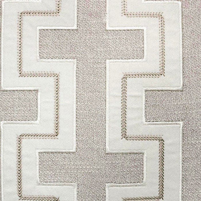 20 X 20 Inches Embroidered Accent Pillow with Fret Design, Set of 2, Gray and White