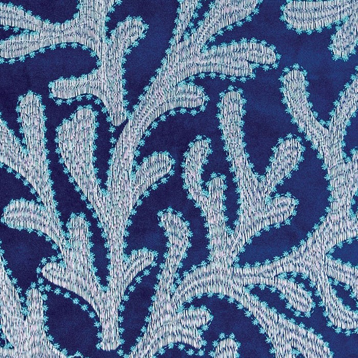 20 X 20 Inches Accent Pillow with Coral Embroidery, Set of 2, Blue and White