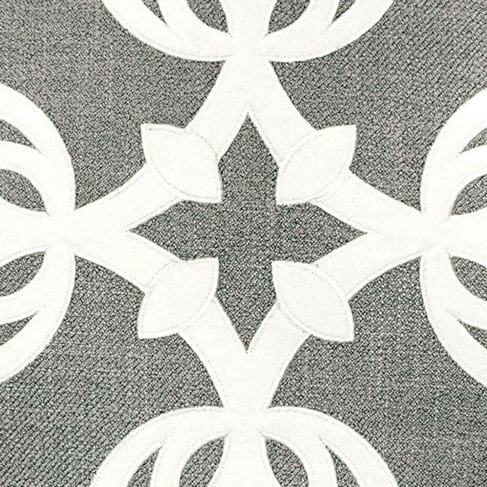 20 X 20 Inches Pillow with Intricate Floral Embroidery, Set of 2, Gray and White