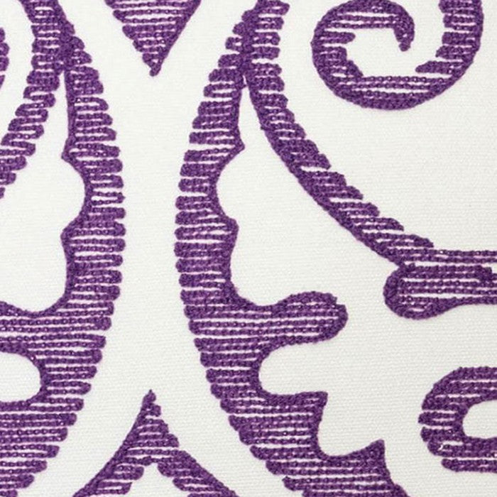 20 X 20 Inches Filigree Embroidered Cotton Pillow, Set of 2, Purple and White