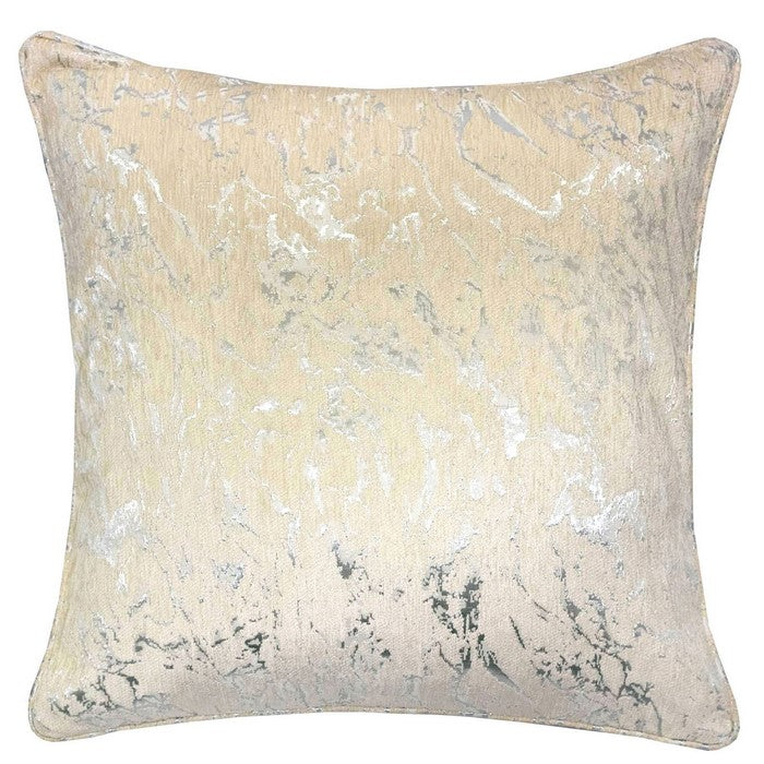20 X 20 Inches Chenille Jacquard Textured Pillow, Set of 2, Light Beige and Silver