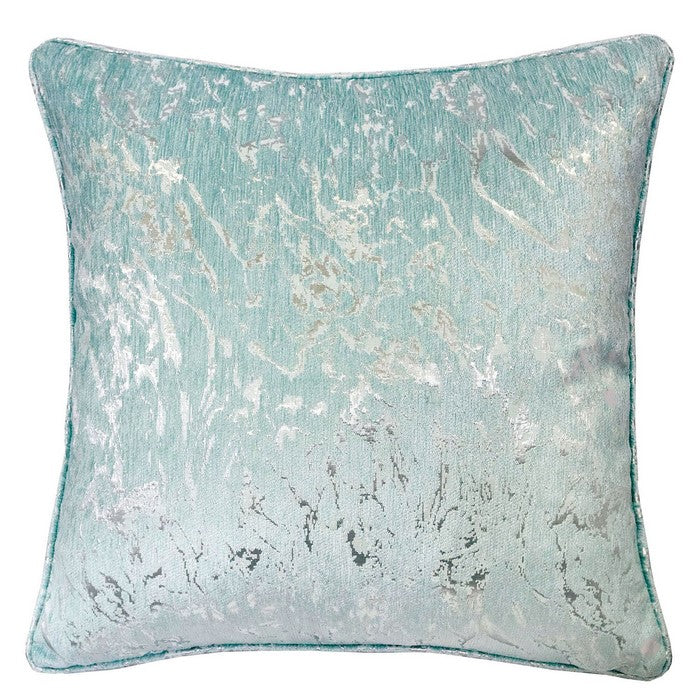 20 X 20 Inches Chenille Jacquard Textured Pillow, Set of 2, Blue and Silver