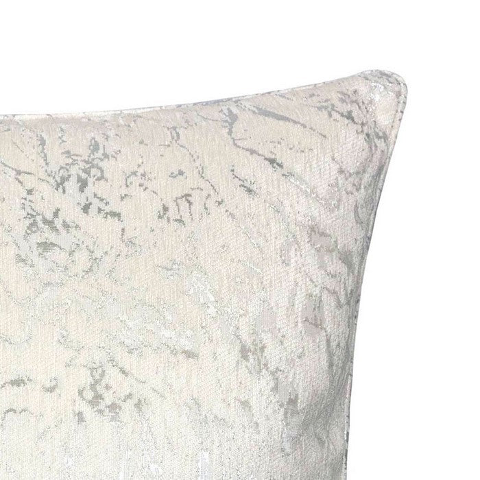 20 X 20 Inches Chenille Jacquard Textured Pillow, Set of 2, Cream and Silver
