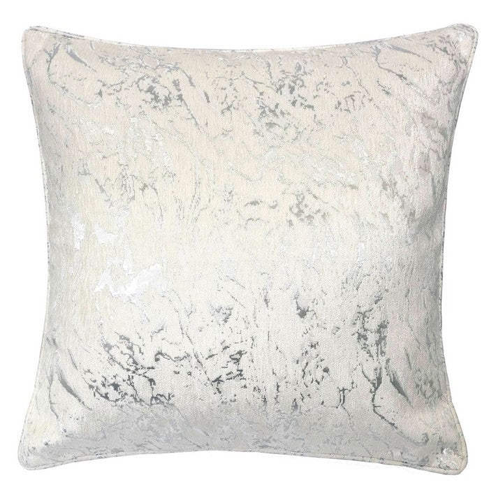 20 X 20 Inches Chenille Jacquard Textured Pillow, Set of 2, Cream and Silver
