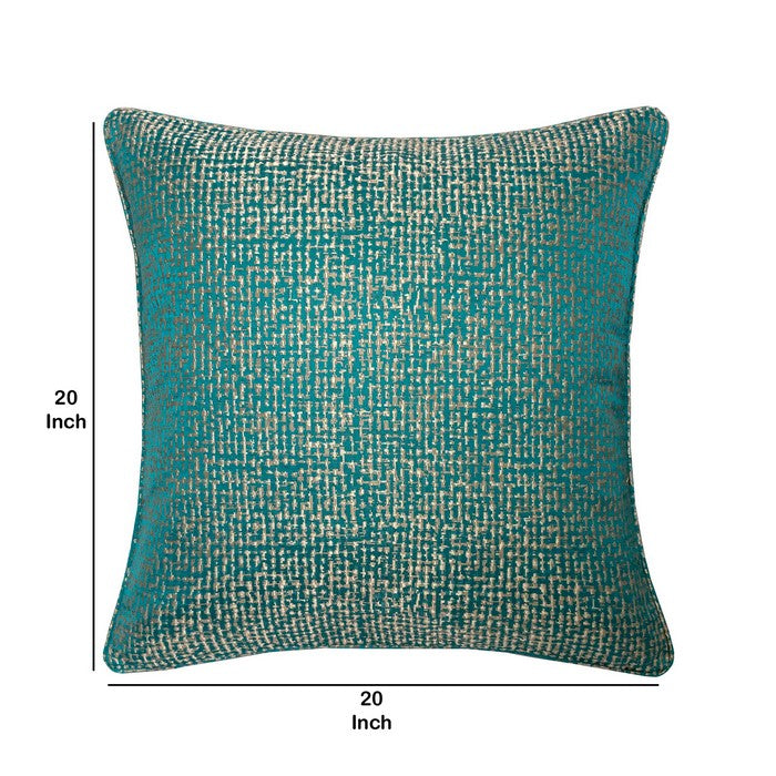 20 X 20 Inches Shimmering Polyester Accent Pillow, Set of 2, Silver and Blue