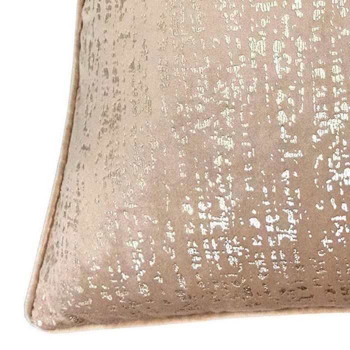 20 X 20 Inches Shimmering Velvet Accent Pillow, Set of 2, Beige and Silver