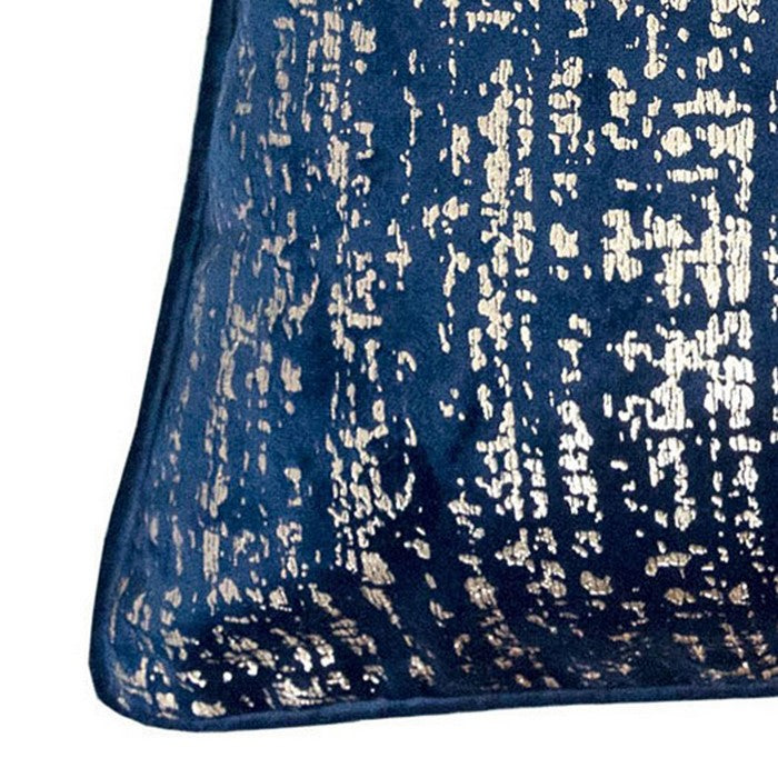 20 X 20 Inches Shimmering Velvet Accent Pillow, Set of 2, Blue and Silver