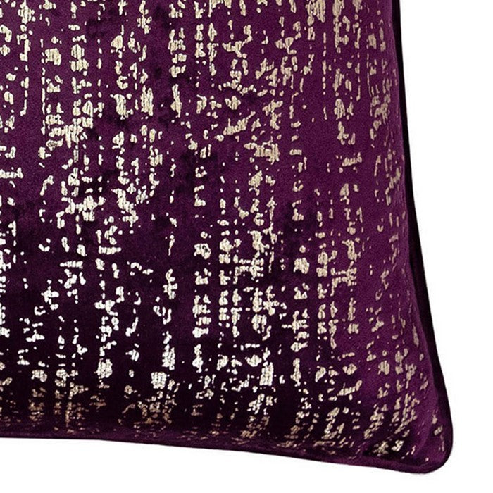 20 X 20 Inches Shimmering Velvet Accent Pillow, Set of 2, Purple and Silver