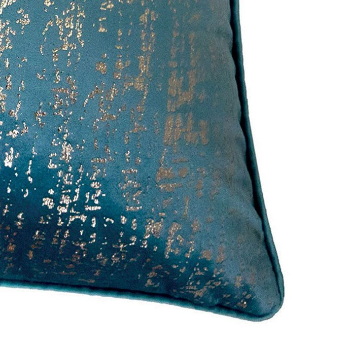 20 X 20 Inches Shimmering Velvet Accent Pillow, Set of 2, Teal Blue and Silver