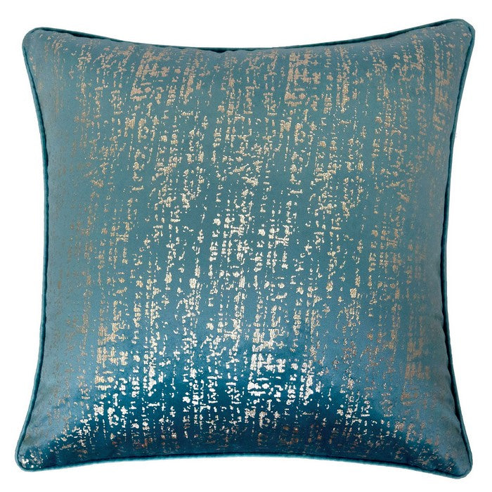 20 X 20 Inches Shimmering Velvet Accent Pillow, Set of 2, Teal Blue and Silver