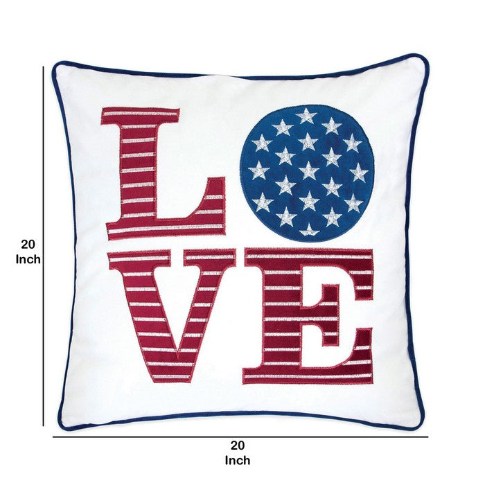 20 X 20 Inches Soccer and American Flag Embroidered Pillow, Set of 2, Multicolor